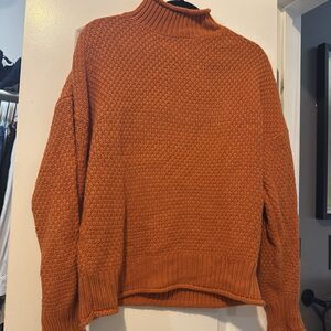 Fashion Mock Turtleneck Orange Sweater Sz M
